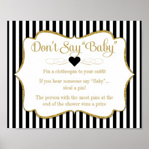 Sage nicht, dass Baby Shower Game Black Gold neutr Poster