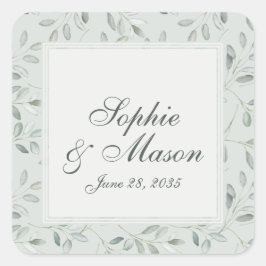 Sage Olive Branch Wedding Sticker