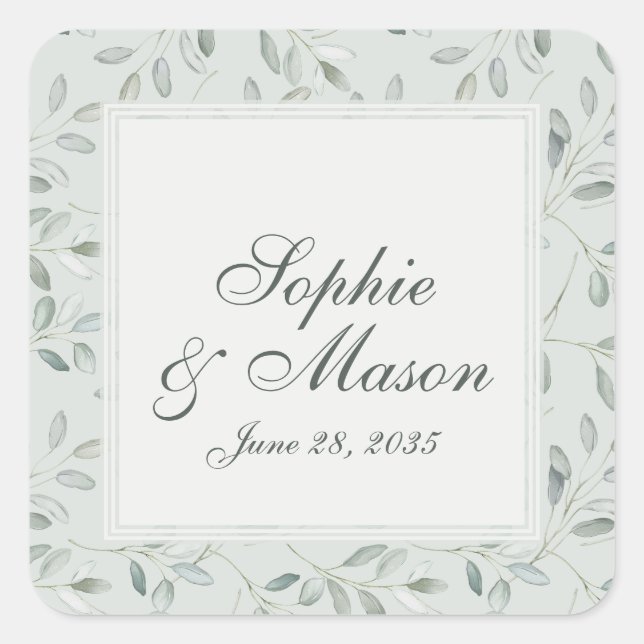 Sage Olive Branch Wedding Sticker (Vorderseite)