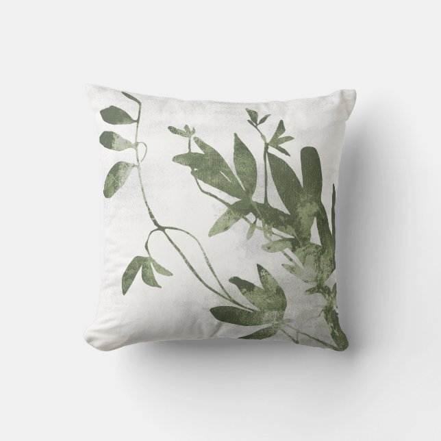Sage Olive Green Botanical Herb Leaves Kissen (Vorderseite)