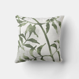 Sage Olive Green Botanical Stems and Leaves Kissen