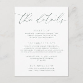 Sage Olive Green Moderne Minimalistische Hochzeit  Begleitkarte