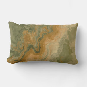 Sage Olive Green Mustard Yellow Print Lendenkissen