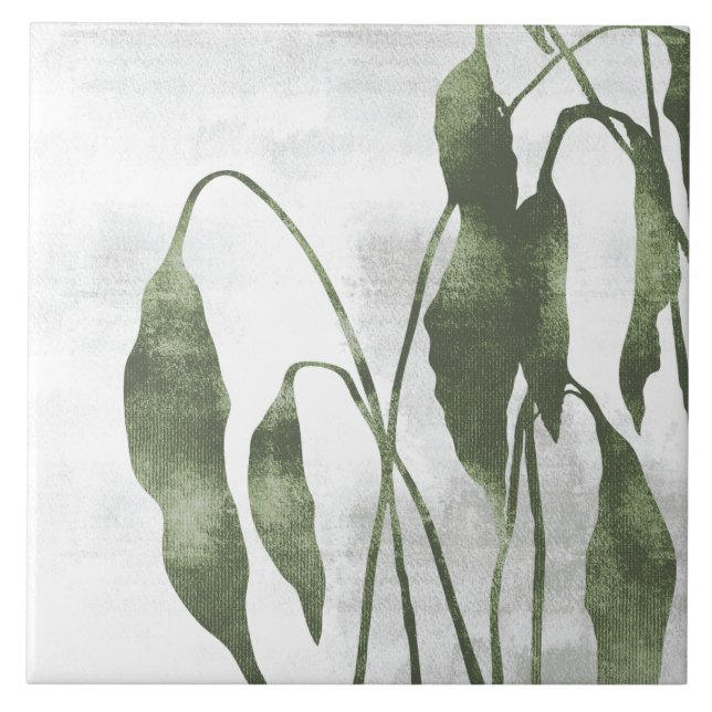 Sage Olive Green Painterly Botanical Art 03 Fliese (Vorderseite)