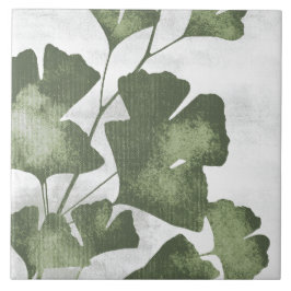 Sage Olive Green Painterly Botanical Art 04 Fliese
