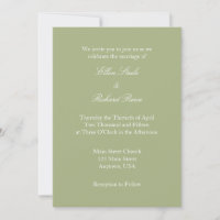 Sage Olive Green Schlicht Simple Wedding Einladung