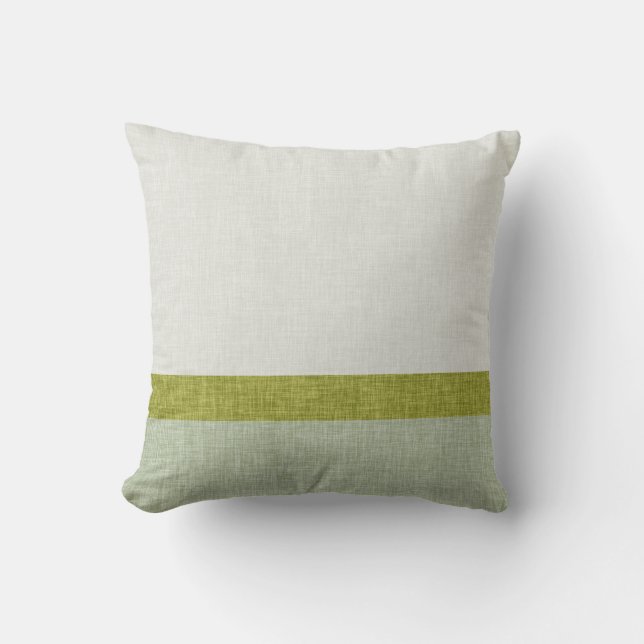 Sage Olive und Light Green Stripped Modern Kissen (Vorderseite)