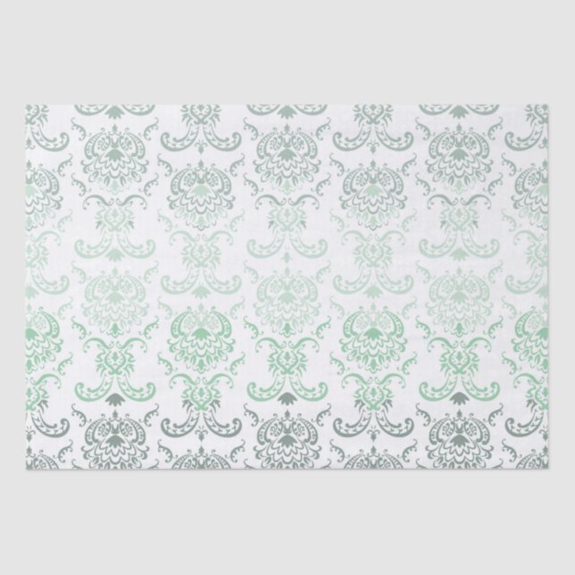 Sage Ombre Damask Tissue Paper Seidenpapier (Vorderseite)