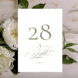 Sage on White Elegant Calligraphy Wedding Tischnummer<br><div class="desc">***Dieses Design ist Teil einer Zusammenstellung*** _______________________ Diese Designvorlage ist vollständig editierbar / vom Kunden anpassbar - klicken Sie auf die weitere Schaltfläche, wenn Sie das Design verschieben, hinzufügen, löschen oder erheblich ändern möchten __________________________ Haben Sie Fragen zum Design oder benötigen Sie weitere Designs oder Optionen, kontaktieren Sie mich bitte...</div>