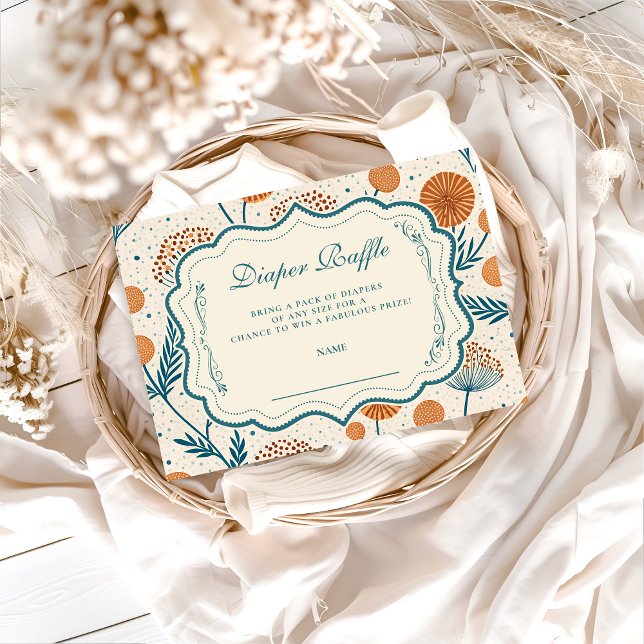 Sage Orange Botanical Diapper Raffle Begleitkarte (Von Creator hochgeladen)