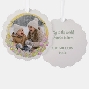 Sage Original Watercolor Weihnachts-Foto-Ornament Ornament Karte