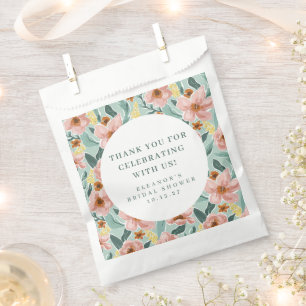 Sage Pink Floral Brautparty Custom Vielen Dank Geschenktütchen