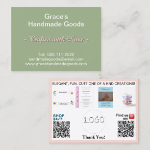 Sage Pink Logo QR-Code Fotos 3,5 x 2,5 Visitenkarte