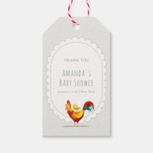 Sage Preppy Cottagecore Hahn Küken Babyparty Geschenkanhänger