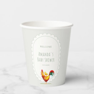 Sage Preppy Cottagecore Hahn Küken Babyparty Pappbecher