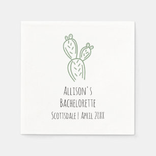 Sage Prickly Pear Cactus Bachelorette Paper Napkin Serviette