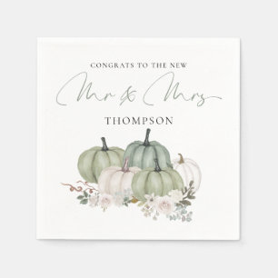 Sage Pumpkins Florals Glückwunsch Mr. Wedding Serviette