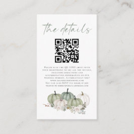 Sage Pumpkins Florals QR Code Wedding Details Begleitkarte