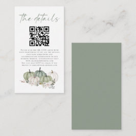 Sage Pumpkins Florals QR Code Wedding Details Begleitkarte
