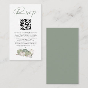 Sage Pumpkins Florals QR Code Wedding RSVP Begleitkarte