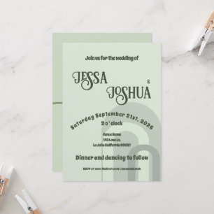 Sage Retro Funky Disco Wedding - Bold Modern Fun Einladung