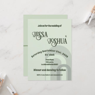 Sage Retro Funky Disco Wedding - Bold Modern Fun Einladung