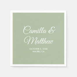 Sage Romantic Script Personalisiert Wedding Napkin Serviette