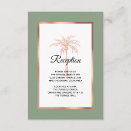 Sage Rose Gold Kupfer Palme Tree Hochzeitsempfang Begleitkarte
