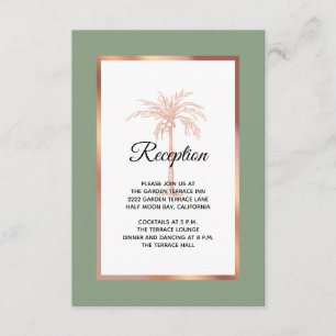 Sage Rose Gold Kupfer Palme Tree Hochzeitsempfang Begleitkarte