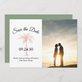Sage Rose Gold Kupfer Palme Tree Hochzeitsstich Fo Save The Date
