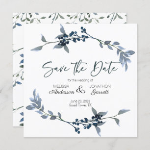 Sage Silver Green Elegante Floral Save the Date