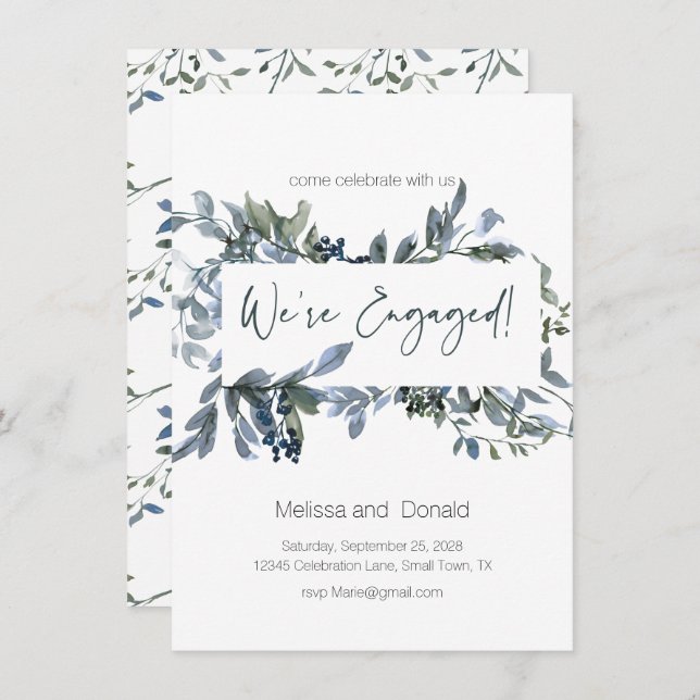 Sage Silver Green Elegante Verlobung (Vorne/Hinten)