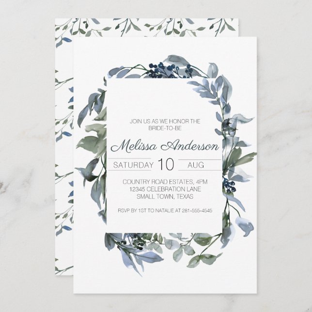 Sage Silver Green Floral Brautparty (Vorne/Hinten)