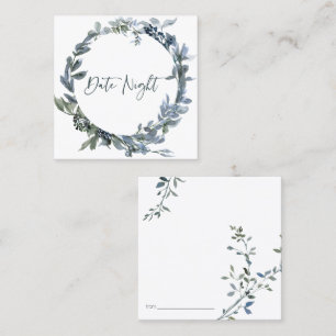 Sage Silver Green Floral Date Night Karte