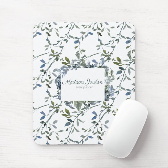 Sage Silver Green Floral Mousepad (Mit Mouse)