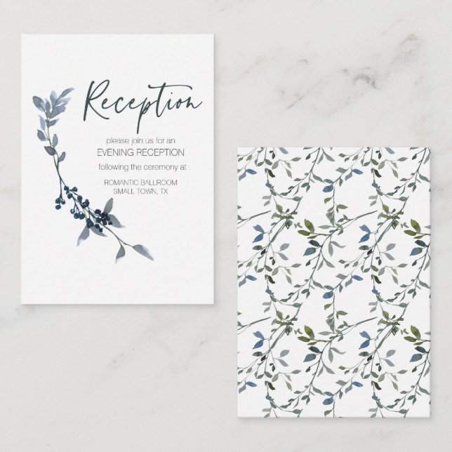 Sage Silver Green Floral Wedding Card Begleitkarte (Vorne/Hinten)