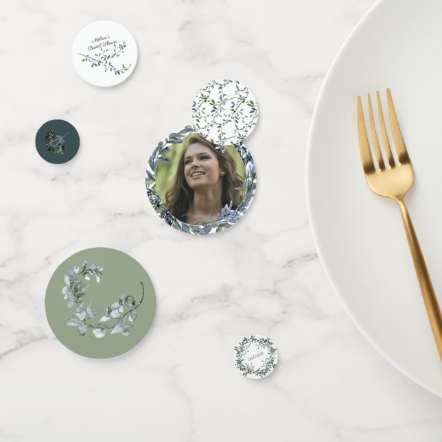 Sage Silver Green Floral Wedding Confetti Konfetti (Gruppe)