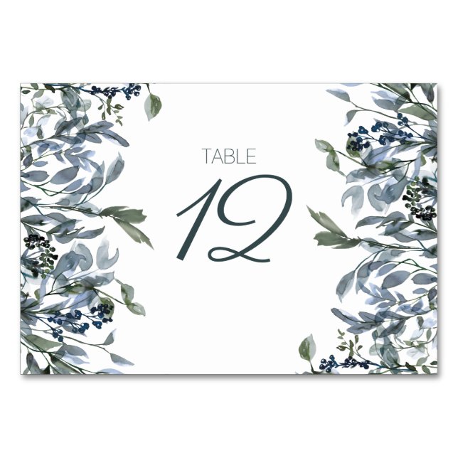 Sage Silver Green Floral Wedding Tischnummer (Vorderseite)