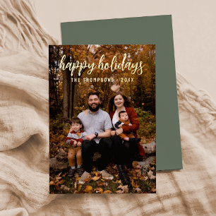Sage Simple Foto "Happy Holidays" Script Folien Feiertagskarte