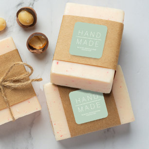 Sage Simple Minimalist Handmade Business Support Quadratischer Aufkleber