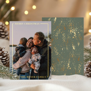 Sage Simple Modern Gold Foil Border Holiday Card Folien Feiertagskarte