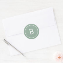 Sage Simple Modern Monogram Christmas Envelope