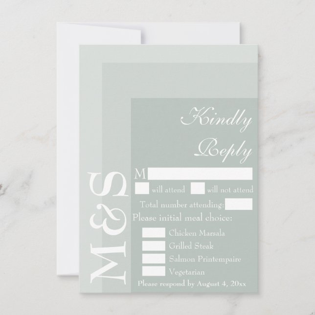 Sage Simple Modern Script Wedding RSVP Card Dankeskarte (Vorderseite)