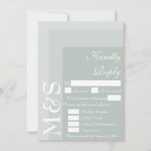 Sage Simple Modern Script Wedding RSVP Card