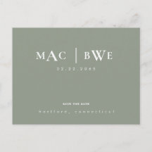 Sage Simple & Sleek Monogram Save the Date