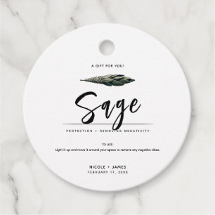Sage Smudge Stick Minimal Moderne Hochzeit Geschenkanhänger