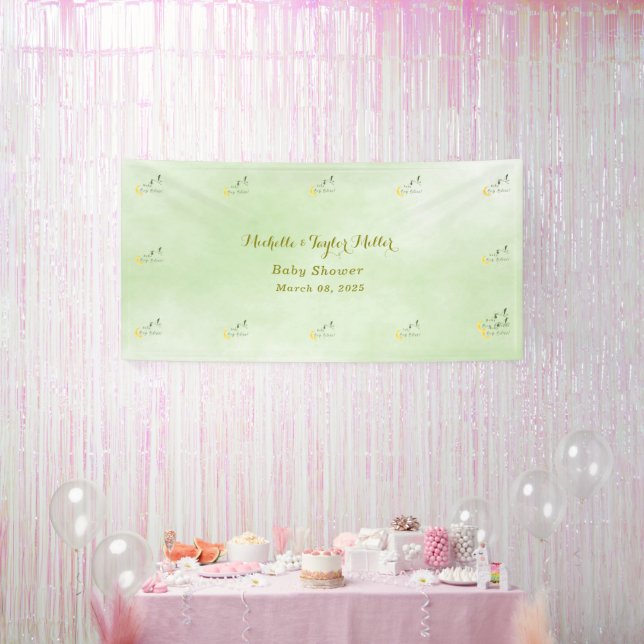 Sage Starlit Baby Boy Bliss Stork Sonderlieferung Banner (Party)