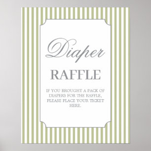 Sage Streifen Baby Shower Windel-Raffle-Schild Poster