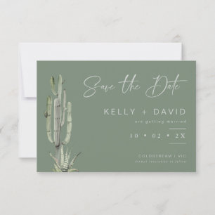 Sage Succulent Cactus Wedding Save the Date Card Einladung
