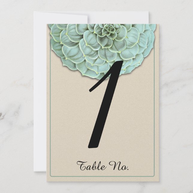 Sage Succulent Wedding Tischnummer (Vorderseite)